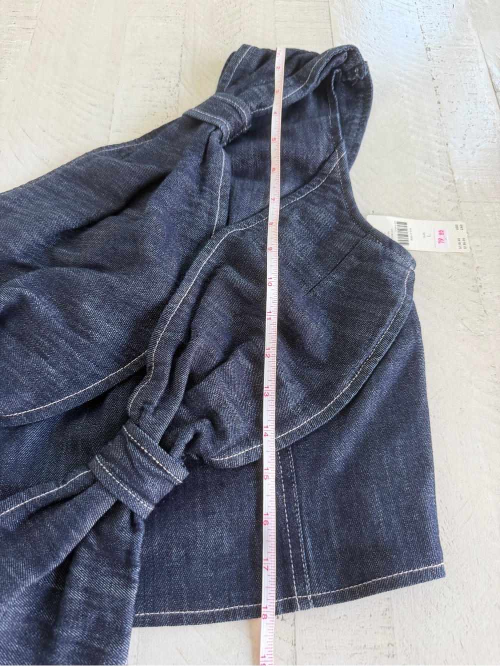 NWT Anthropologie Pilcro One-Shoulder Denim Bow Top size Large - Picture 7 of 9